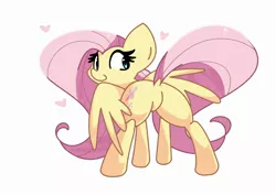 Size: 2288x1623 | Tagged: safe, artist:kindakismet, derpibooru import, fluttershy, pegasus, pony, butt, dock, featureless crotch, female, heart, image, jpeg, looking at you, looking back, looking back at you, mare, plot, simple background, solo, tail, white background, wings