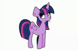 Size: 4096x2695 | Tagged: safe, artist:kindakismet, derpibooru import, twilight sparkle, twilight sparkle (alicorn), alicorn, pony, ..., eye clipping through hair, female, folded wings, horn, image, jpeg, looking at you, mare, open mouth, simple background, solo, white background, wings