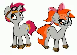 Size: 4096x2896 | Tagged: safe, artist:kindakismet, derpibooru import, oc, unofficial characters only, pony, unicorn, bow, commission, duo, female, glasses, hair bow, horn, image, jpeg, looking at you, male, mare, open mouth, simple background, stallion, white background