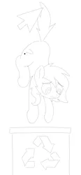 Size: 550x1183 | Tagged: safe, artist:pizzahutjapan, derpibooru import, oc, oc:anonfilly, earth pony, pony, female, filly, foal, image, png, recycle bin, sketch, solo
