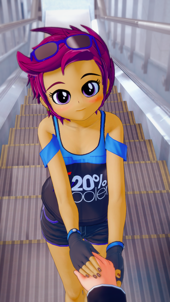 Size: 1080x1920 | Tagged: safe, artist:ratachu666, derpibooru import, scootaloo, human, equestria girls, 3d, cute, holding hands, image, koikatsu, looking at you, offscreen character, png, pov, solo focus