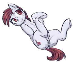 Size: 800x657 | Tagged: safe, artist:anonymous, derpibooru import, oc, oc:molly tov, unofficial characters only, earth pony, pony, /mlp/, butt, dock, ear piercing, female, freckles, image, lying down, on back, piercing, plot, png, simple background, solo, solo female, tail, transparent background, underhoof