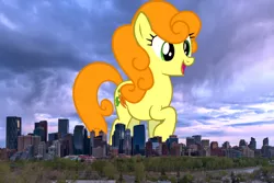 Size: 1713x1144 | Tagged: safe, artist:thegiantponyfan, artist:vector-brony, derpibooru import, carrot top, golden harvest, earth pony, pony, background pony, calgary, canada, city, female, giant pony, giant/macro earth pony, giantess, highrise ponies, image, irl, macro, mare, mega giant, photo, png, ponies in real life