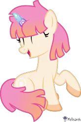 Size: 4000x6065 | Tagged: safe, artist:melisareb, derpibooru import, part of a set, pony, unicorn, .svg available, absurd resolution, crossover, eyes closed, female, gradient mane, gradient tail, image, kleptocorns, mare, ona (kleptocorns), open mouth, png, raised hoof, simple background, sitting, solo, tail, transparent background, vector