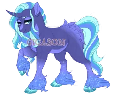 Size: 2900x2300 | Tagged: safe, artist:gigason, derpibooru import, oc, oc:freyr, pony, unicorn, female, image, mare, obtrusive watermark, offspring, parent:sky stinger, parent:starlight glimmer, png, simple background, solo, transparent background, unshorn fetlocks, watermark