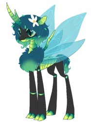 Size: 1280x1715 | Tagged: safe, artist:malinraf1615, artist:selenaede, derpibooru import, queen chrysalis, changeling, changeling queen, alternate hairstyle, base used, chest fluff, cute, female, flower, flower in hair, image, leaf, png, redesign, simple background, solo, transparent background