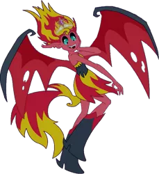 Size: 693x757 | Tagged: safe, artist:pascalmulokozi2, derpibooru import, edit, edited screencap, screencap, sunset shimmer, demon, human, equestria girls, equestria girls (movie), background removed, bare shoulders, big crown thingy, demon wings, element of magic, female, hand on face, image, jewelry, open mouth, open smile, png, regalia, simple background, sleeveless, smiling, solo, solo female, strapless, sunset satan, wings