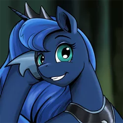 Size: 500x500 | Tagged: safe, artist:bra1neater, derpibooru import, princess luna, ponified, pony, condescending wonka, female, grin, image, looking at you, png, smiling, solo