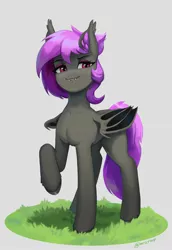 Size: 1406x2048 | Tagged: safe, artist:mrscroup, derpibooru import, oc, unofficial characters only, bat pony, pony, fangs, image, jpeg, lidded eyes, smiling, solo