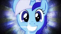 Size: 1280x720 | Tagged: safe, artist:sandwichhorsearchive, artist:sim gretina, derpibooru import, minuette, pony, unicorn, 2012, absurd file size, animated, brony music, bust, happy, horn, image, link in description, looking at you, music, nostalgia, portrait, shiny teeth, smiling, smiling at you, solo, sound, sound only, webm, youtube, youtube link, youtube video