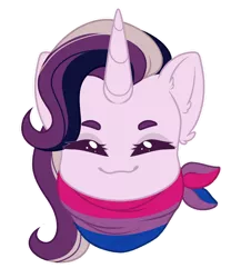 Size: 1024x1182 | Tagged: safe, artist:purplegrim40, derpibooru import, oc, unofficial characters only, pony, unicorn, bisexual pride flag, bust, commission, ear fluff, horn, image, png, pride, pride flag, simple background, smiling, solo, transparent background, unicorn oc, ych result