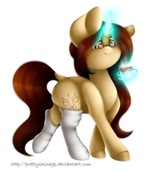 Size: 1500x1600 | Tagged: safe, artist:prettyshinegp, derpibooru import, oc, unofficial characters only, pony, unicorn, clothes, cup, female, glasses, glow, glowing horn, horn, image, magic, mare, png, simple background, smiling, socks, solo, teacup, telekinesis, transparent background, unicorn oc