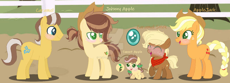 Size: 1280x462 | Tagged: safe, artist:selenaede, artist:strawberry-spritz, artist:teafor2-d, derpibooru import, applejack, caramel, oc, oc:caramel stick, oc:johnny apple, oc:sweet apple, earth pony, pony, alternate hairstyle, baby, baby pony, base used, carajack, colt, cowboy hat, deviantart watermark, family, female, filly, foal, hat, image, jpeg, male, mare, obtrusive watermark, offspring, parent:applejack, parent:caramel, parents:carajack, shipping, stallion, straight, watermark