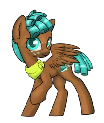 Size: 2200x2600 | Tagged: safe, artist:dumbwoofer, derpibooru import, spur, pegasus, pony, bandana, female, filly, foal, freckles, image, looking at you, png, raised hoof, simple background, smiling, smiling at you, solo, spread wings, transparent background, wings