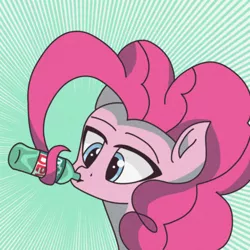 Size: 2000x2000 | Tagged: safe, artist:artevi, derpibooru import, pinkie pie, earth pony, pony, atg 2022, drink, drinking, image, mountain dew, newbie artist training grounds, png, soda, solo