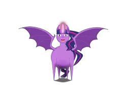 Size: 1172x815 | Tagged: safe, derpibooru import, twilight sparkle, alicorn, bat pony, bat pony alicorn, bad art series, bat ponified, bat wings, horn, image, png, race swap, solo, twibat, wings