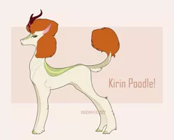 Size: 1200x968 | Tagged: safe, artist:dementra369, derpibooru import, autumn blaze, dog, kirin, poodle, abstract background, alternate hairstyle, image, png, solo