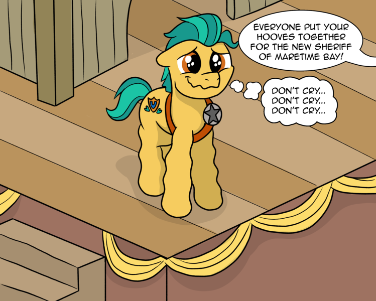 Size: 2848x2280 | Tagged: safe, artist:doodledonutart, derpibooru import, hitch trailblazer, earth pony, pony, comic, cute, dialogue, g5, hitchbetes, image, male, offscreen character, png, solo focus, speech bubble, stallion, this will end in tears, this will end in tears of joy, thought bubble