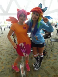 Size: 2121x2828 | Tagged: safe, artist:brinycosplay, artist:cosplayhazard, derpibooru import, rainbow dash, human, bronycon, bronycon 2016, clothes, converse, cosplay, costume, high res, image, irl, irl human, jpeg, multicolored hair, photo, rainbow hair, shoes, sneakers