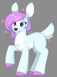Size: 1652x2260 | Tagged: safe, artist:itsmeelement, derpibooru import, oc, oc:dyn, unofficial characters only, deer, blue eyes, blushing, chest fluff, cute, eyelashes, fluffy tail, happy, heart, image, long mane, multicolored mane, png, simple background, tail