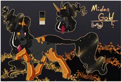 Size: 1800x1200 | Tagged: safe, artist:catboycrimez, derpibooru import, oc, oc:midas gold, pony, unicorn, image, male, png, pronouns, reference sheet, solo