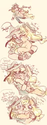 Size: 1050x2800 | Tagged: safe, artist:mimiporcellini, derpibooru import, applejack, earth pony, human, crossover, crossover shipping, hol horse, holjack, image, interspecies, jojo's bizarre adventure, kissing, png, shipping