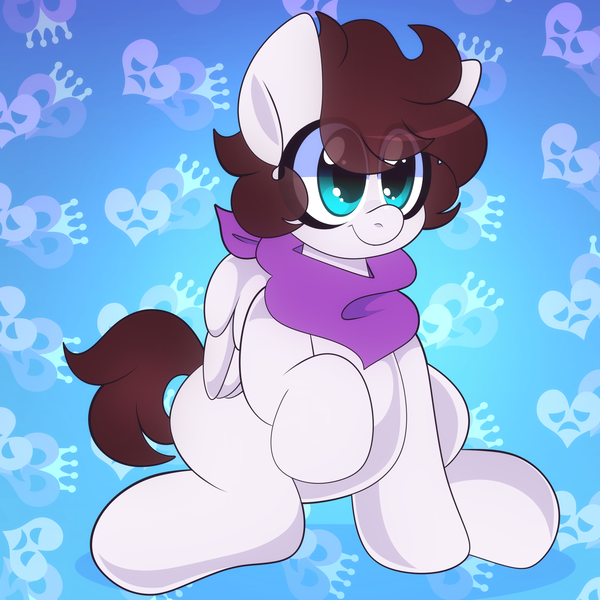 Size: 2000x2000 | Tagged: safe, artist:saveraedae, derpibooru import, oc, oc:markpony, ponified, pegasus, pony, bandana, cute, cutie mark background, image, male, png, raised hoof, sitting, solo, the mark side