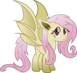 Size: 3200x3034 | Tagged: safe, artist:lincolnbrewsterfan, derpibooru import, fluttershy, bat pony, pegasus, bats!, my little pony: the movie, .svg available, bat ponified, claws, cute, female, flutterbat, image, inkscape, inverted mouth, looking at you, messy mane, messy tail, movie accurate, png, race swap, red eyes, shyabates, shyabetes, simple background, smiling, smiling at you, tail, transparent background, vector, wing claws, wings