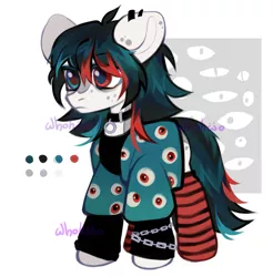 Size: 1793x1820 | Tagged: safe, artist:whohwo, derpibooru import, oc, unofficial characters only, earth pony, pony, abstract background, chains, clothes, collar, ear piercing, earth pony oc, image, male, piercing, png, smiling, socks, solo, stallion, striped socks