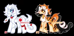 Size: 1280x623 | Tagged: safe, artist:mirrastat, derpibooru import, oc, unofficial characters only, earth pony, pony, black background, chest fluff, duo, earth pony oc, image, male, png, simple background, smiling, stallion