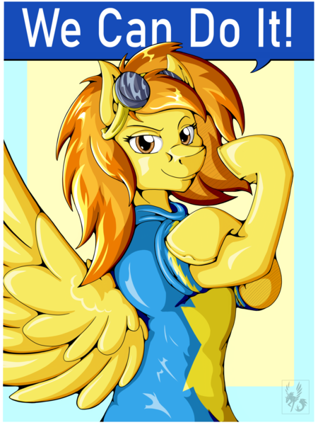 Size: 3000x4000 | Tagged: safe, artist:stormblaze-pegasus, derpibooru import, spitfire, pegasus, pony, clothes, female, high res, image, looking at you, mare, png, propaganda, rosie the riveter, uniform, we can do it!, wonderbolts uniform, world war ii