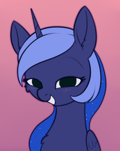 Size: 1778x2247 | Tagged: safe, artist:dusthiel, derpibooru import, princess luna, pony, atg 2022, blushing, image, newbie artist training grounds, png, solo