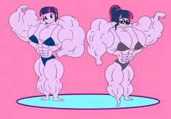 Size: 2048x1423 | Tagged: suggestive, artist:ducklover4072, derpibooru import, sci-twi, twilight sparkle, equestria girls, abs, bicep flex, biceps, big breasts, bikini, bodybuilder, breasts, buff breasts, busty sci-twi, busty twilight sparkle, clothes, competitor, duo, duo female, female, fetish, flexing, flexing muscles, image, looking at you, muscle fetish, muscles, overdeveloped muscles, png, sci-twi muscle, swimsuit, twilight muscle, twolight