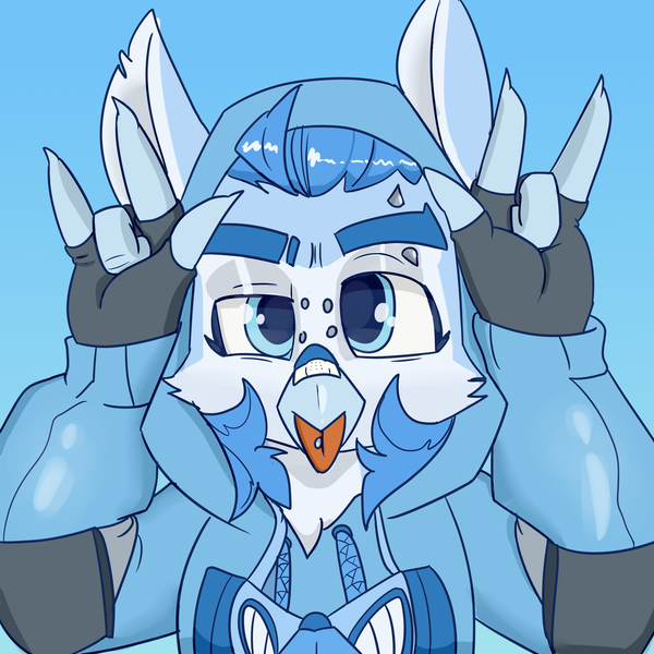 Size: 5000x5000 | Tagged: safe, artist:xasslash, derpibooru import, oc, oc:flynn the icecold, unofficial characters only, gryphon, bondage, clothes, gloves, hood, hoodie, image, male, piercing, png, respirator, simple background, solo, tongue out, tongue piercing