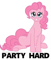 Size: 1026x1200 | Tagged: safe, alternate version, artist:mechanakal, derpibooru import, pinkie pie, earth pony, pony, andrew w.k., cute, derpibooru exclusive, diapinkes, female, i get wet, image, mare, parody, party hard, png, redraw, signature, simple background, text, white background