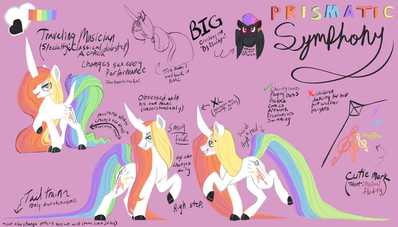 Size: 3500x2000 | Tagged: safe, artist:veesocks, derpibooru import, oc, oc:blacklight flash, unofficial characters only, pegasus, pony, unicorn, horn, image, impossibly large horn, jpeg, large horn, reference sheet