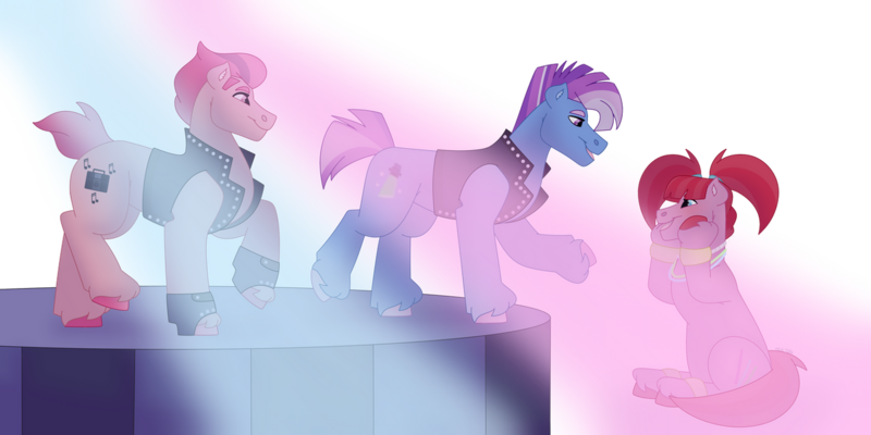 Size: 1280x640 | Tagged: safe, artist:itstechtock, derpibooru import, limelight, pacific glow, turbo bass, pony, image, png, simple background, transparent background
