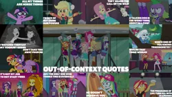 Size: 4350x2447 | Tagged: safe, derpibooru import, edit, edited screencap, editor:quoterific, screencap, adagio dazzle, applejack, aria blaze, fluttershy, pinkie pie, rainbow dash, rarity, sci-twi, sonata dusk, spike, sunset shimmer, trixie, twilight sparkle, twilight sparkle (alicorn), ponified, alicorn, dog, pony, unicorn, a little birdie told me, blue crushed, equestria girls, equestria girls (movie), equestria girls series, forgotten friendship, friendship games, holidays unwrapped, opening night, outtakes (episode), rarity investigates: the case of the bedazzled boot, spring breakdown, sunset's backstage pass!, the finals countdown, spoiler:eqg series (season 2), beach, clothes, collar, equestria girls ponified, eyes closed, female, floppy ears, glasses, humane five, humane seven, humane six, image, male, mare, open mouth, png, saving pinkie's pie, spike the dog, swimsuit, the dazzlings, unicorn sci-twi, winter break-in