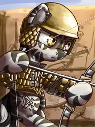 Size: 3998x5358 | Tagged: safe, artist:uteuk, derpibooru import, zebra, equestria at war mod, aiming, armor, bow (weapon), helmet, image, jpeg, male, scythian