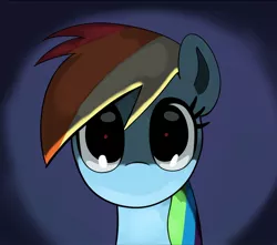 Size: 1420x1255 | Tagged: safe, artist:_ton618_, derpibooru import, rainbow dash, pegasus, pony, bust, creepy, female, image, jpeg, looking at you, mare, no mouth, solo, underlighting