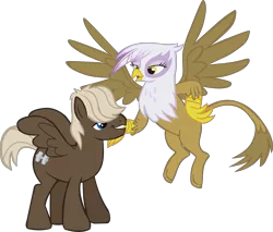 Size: 4885x4153 | Tagged: safe, artist:memnoch, artist:thebosscamacho, derpibooru import, edit, vector edit, dumbbell, gilda, gryphon, pegasus, sonic rainboom (episode), absurd resolution, female, gildabell, high res, image, male, png, shipping, simple background, straight, transparent background, vector