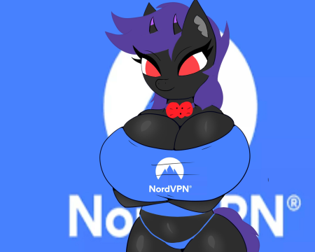 Size: 450x360 | Tagged: suggestive, artist:killpoint, derpibooru import, oc, oc:arche, unofficial characters only, anthro, anthro oc, arm under breasts, big breasts, bowtie, breasts, busty oc, cleavage, clothes, eye clipping through hair, eyebrows, eyebrows visible through hair, female, huge breasts, image, nordvpn, panties, png, solo, solo female, sponsorship, thong, underwear