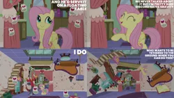 Size: 1280x720 | Tagged: safe, derpibooru import, edit, edited screencap, editor:quoterific, screencap, discord, fluttershy, draconequus, pegasus, pony, discordant harmony, season 7, ^^, cute, duo, duo male and female, eyes closed, female, flying, image, jpeg, male, mare, open mouth, open smile, shyabetes, smiling, spread wings, text, wings