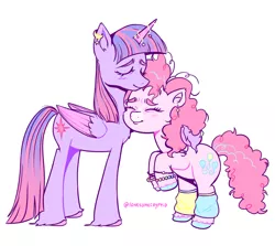 Size: 1500x1339 | Tagged: safe, derpibooru import, pinkie pie, twilight sparkle, twilight sparkle (alicorn), alicorn, earth pony, pony, cute, fanart, female, image, lesbian, my little pony, pink, png, purple, shipping, twinkie