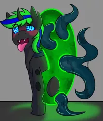 Size: 726x854 | Tagged: suggestive, artist:askhypnoswirl, derpibooru import, oc, unofficial characters only, changeling, pony, ahegao, blushing, changeling oc, curved horn, fangs, horn, hypno eyes, hypnosis, hypnotized, image, implied sex, kaa eyes, male, open mouth, png, portal, simple background, solo, stallion, tentacles, tongue out, wet