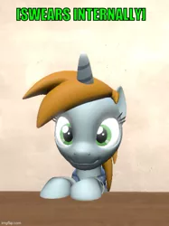 Size: 500x667 | Tagged: safe, artist:fuzeamateursfm, derpibooru import, oc, oc:littlepip, unofficial characters only, pony, unicorn, fallout equestria, fanfic, clothes, descriptive noise, fanfic art, female, image, jpeg, jumpsuit, pipbuck, screaming internally, solo, solo female, text, vault suit
