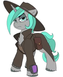 Size: 2392x2928 | Tagged: safe, artist:brainiac, derpibooru import, oc, oc:casey, pony, unicorn, fallout equestria, fallout equestria:all things unequal (pathfinder), female, gunslinger, image, mare, png, simple background, solo, transparent background