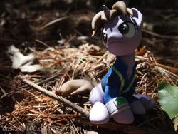 Size: 4032x3024 | Tagged: safe, artist:dustysculptures, derpibooru import, oc, oc:littlepip, pony, unicorn, fallout equestria, craft, image, jpeg, pouting, sculpture, sitting, solo