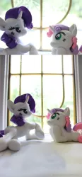 Size: 2000x4300 | Tagged: safe, artist:dustysculptures, derpibooru import, rarity, sweetie belle, pony, unicorn, craft, duo, female, hoof on chin, image, jpeg, lying down, mare, prone, sculpture, side