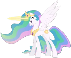 Size: 3329x2712 | Tagged: safe, artist:lillyleaf101, derpibooru import, princess celestia, alicorn, pony, glow, glowing horn, horn, image, magic, png, simple background, solo, transparent background